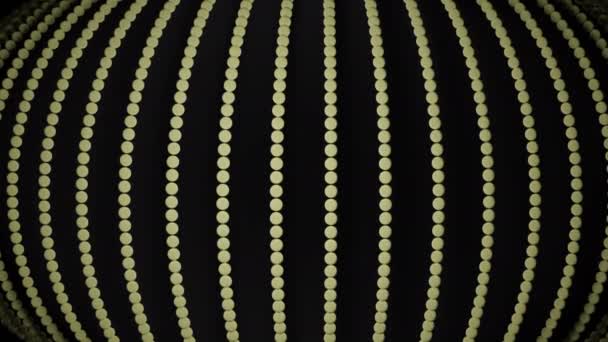 Svart bakgrund.Design.Ljusgula små cirklar gjorda i abstraktion körs längs filmen och blixt. — Stockvideo