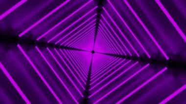 Mor koridor. Görev. Soyutlamada parlak, mor bir kapalı boşluk etrafında dönüyor ve ilerliyor.