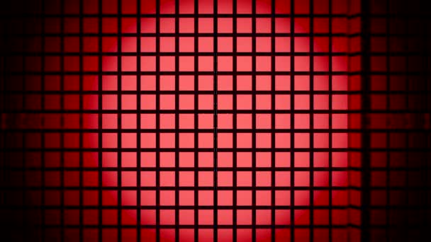Маленькие красные квадратики. Дизайн. Созданный шаблон квадратов близко друг к другу в абстракции, которые издеваются в 3D и расходятся вдоль линии. — стоковое видео