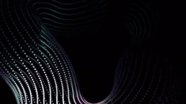 Siyah arkaplan. Görev. Parlak çizgiler ve beyaz daireler figürün siluetini oluşturur ve animasyonda bir çember içinde hareket eder..