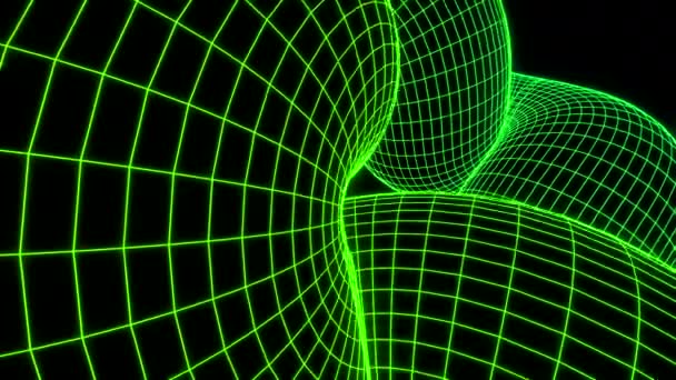 Чёрный фон. Дизайн. Яркие зеленые линии в абстракции создают узоры и движутся очень быстро. — стоковое видео