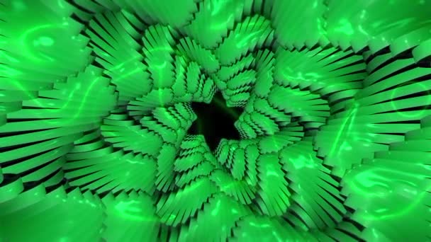 Groene heldere abstractie. Beweging. Een heldere achtergrond waarop ze schitteren als een ster in het midden en schitteren met verschillende groene tinten. — Stockvideo