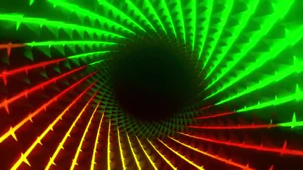 绿色背景设计一个明亮的抽象隧道在圆周运动中向前推进. — 图库视频影像