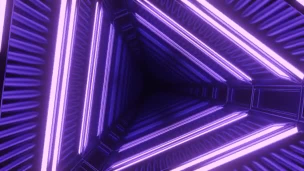 Purple background.Design. A bright corridor in abstraction that rotates clockwise and in which bright flickering white lines are visible. — Stock Video