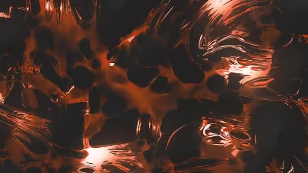 Fundo laranja. Moção. Manchas de néon brilhante em formato 3d que se expandir e reverter com tons de fundo preto. — Vídeo de Stock
