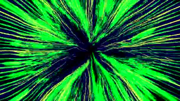 Zwarte achtergrond. Ontwerpen. Groene bliksem in een abstractie staking in het midden van een donkere achtergrond . — Stockvideo