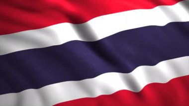 Tayland bayrağı. Hareket. Rüzgarda sallanan üç renkli parlak bayrak..