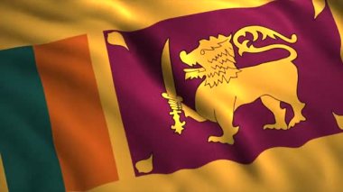 Dalgalar halinde hareket eden güzel bayrak. Hareket. 3D bayrak ile canlandırılmış arkaplan. Sri Lanka bayrağının vatansever animasyonu