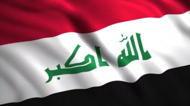 Ülke bayrağını sallayan güzel bir arka plan. Hareket. Hareket eden bayrak bezi ile üç boyutlu animasyon. Irak 'ın güzel bayrağı