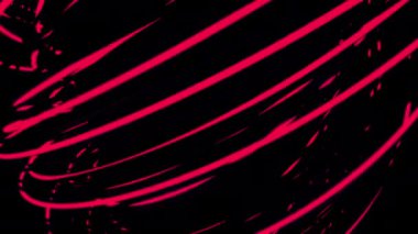 Siyah arka planda neon çizgileri olan 3D girdap. Tasarım. 3D girdabın yan görüntüsü. Siber uzayda neon çizgilerin güçlü girdabı