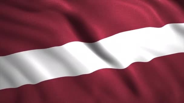 Sfondo di bella bandiera sventolante di paese. Mozione. Animazione 3D con tela a bandiera in movimento. Bella bandiera di Latvia — Video Stock
