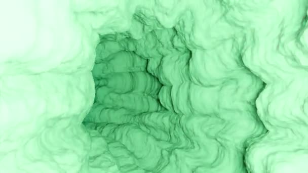 Fond vert délicat.Design. Un tunnel lumineux qui avance dans l'abstraction et décoré avec différentes lignes tridimensionnelles en 3d. — Video