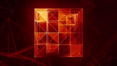 Gri ve turuncu arka plan. Hareket. Parlak ince çizgiler soyutlamayla geometrik şekiller oluşturur ve hafif bir arkaplan üzerinde hareket eder.