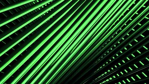 Linee verde e arancio. Animazione in cui le linee luminose si muovono in formato 3D — Video Stock