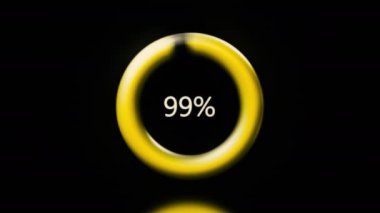 Yuvarlak şekilli yükleme çubuğu animasyonu siyah arkaplan üzerinde. Hareket. Dijital veri yüklenemedi, ekranda sözcük hatası.