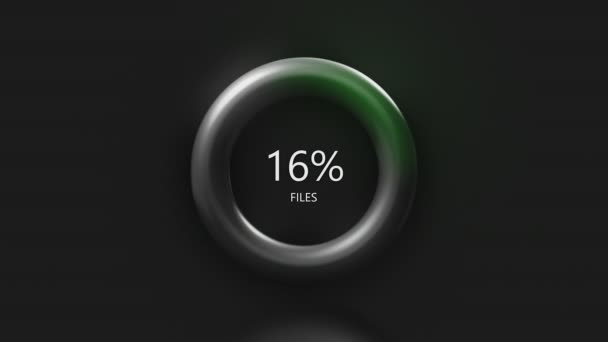 Contador de círculo de cor de néon em fundo preto com contagem de 0 a 100 por cento. Moção. Enchimento de anel com cor isolada em um fundo preto. — Vídeo de Stock
