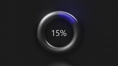 Yuvarlak şekilli yükleme çubuğu animasyonu siyah arkaplan üzerinde. Hareket. Dijital veri yüklenemedi, ekranda sözcük hatası.