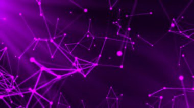 Hareketli noktalar ve çizgiler ile soyut fütüristik koyu pleksus arkaplanı. Hareket. Gece gökyüzünün yıldız ve takımyıldızlarla görselleştirilmesi, astroloji kavramı.