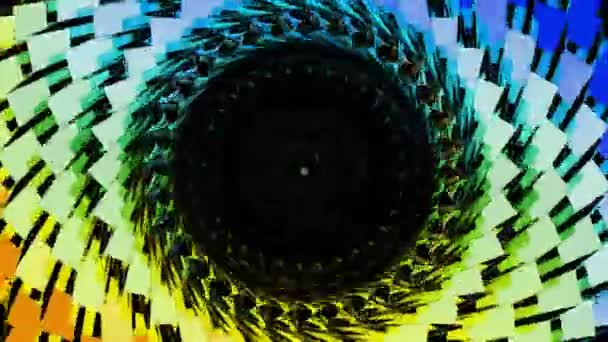 Motion Graphics Sci-Fi bunten Spinntunnel, nahtlose Schleife. Design. Pulsierendes kaleidoskopisches Muster schafft endlose Kreise. — Stockvideo