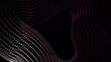 Siyah arkaplan. Görev. Parlak çizgiler ve beyaz daireler figürün siluetini oluşturur ve animasyonda bir çember içinde hareket eder..