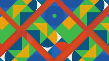 Hareket eden karşıt figürlerle renklendirilmiş arka plan, kusursuz döngü. Hareket. Parlak düz siluetler, modern sanat konsepti.