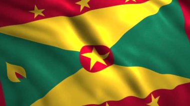 Grenada bayrağı. Hareket. Dalgalanan parlak bir ulusal sembol. .