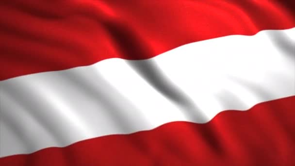 Piękna pętlowa animacja flagowa Austrii. - Wniosek. Abstrakcyjna czerwono-biała szmata flagowa, bezszwowa pętla. — Wideo stockowe