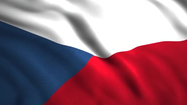 Bandera de la República Checa.Motion.Tricolor bandera con un triángulo azul. — Vídeos de Stock