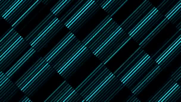 Moving neon lines in stripes. Motion. Diagonal stripes with moving neon lines in retro style. Animation with neon lines and stripes in retro style — Stock Video