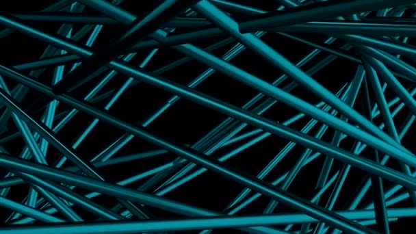 ブラックバックの抽象的な青の長いストレート3Dライン,シームレスなループ. ムーブメント。 フラクタルループの背景. — ストック動画