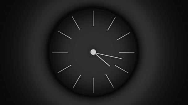 Main abstraite de l'horloge tournant rapidement, le temps passe et les possibilités concept. Design. Silhouette d'horloge face sur fond noir, boucle sans couture. — Video