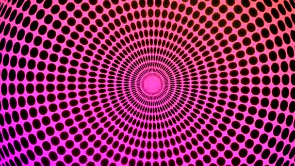 Abstrato hipnótico animado raios coloridos de pequenos quadrados em movimento e piscando em torno do círculo. Desenho. Sinal hipnótico piscando colorido, loop sem emenda. — Vídeo de Stock