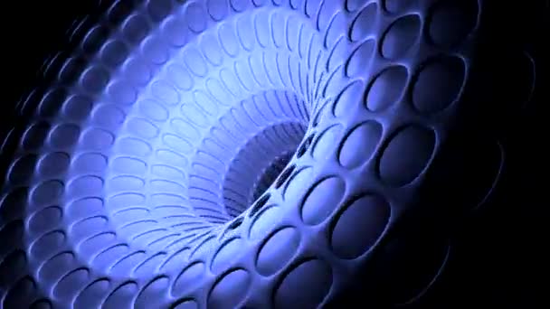 Abstract blue wormhole or black hole spreading texture with round shapes. Design. Seamless loop colorful background. — Stock Video