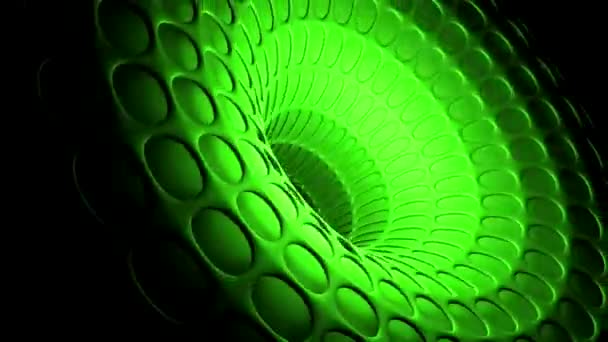 Abstract green wormhole or black hole absorbing texture with round shapes. Design. Seamless loop colorful background. — Stock Video