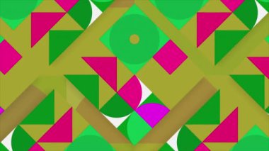 Düz şekiller renk değiştiriyor ve değiştiriyor, kusursuz döngü. Hareket. Yanıp sönen düz geometrik şekiller.