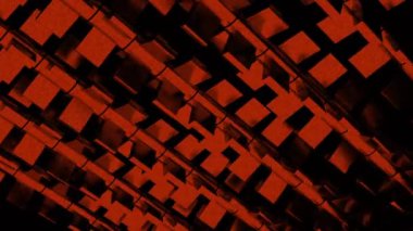 3 boyutlu mekanik çubuk ve kırmızı renk bıçaklar. Tasarım. Makine ayrıntıları siyah bir arkaplan üzerinde dönüyor, kusursuz döngü.