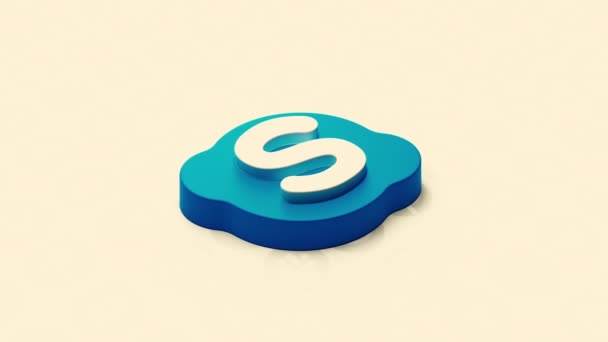 Appearance of 3d social network icon. Motion. Particles are collected in social network sign on surface. 3D animation of Skype icon — Stock Video