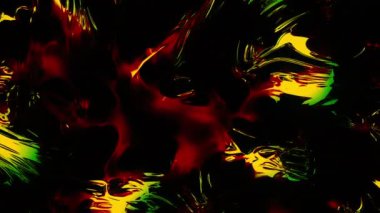 Metalik yansıması olan yoğun sıvı. Hareket. Güzel sıvı parıltılar ve siyah arka planda esnemeler. Renkli metalik efektli sıvı