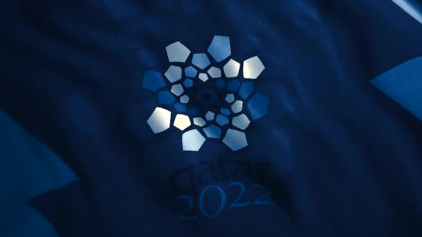 Abstracto azul oscuro bandera de fútbol de Qatar, lazo sin costuras. Moción. Concepto de deporte y orgullo nacional. Únicamente para uso editorial. — Vídeos de Stock