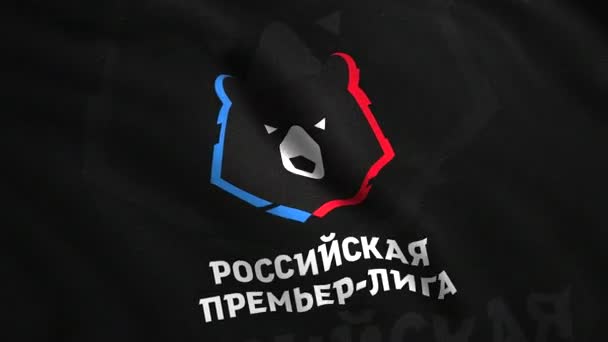 L'emblème lumineux de la Ligue de football russe Premier Premier.Motion. Toile noire avec un symbole d'ours et des lettres.Utilisez uniquement pour l'éditorial. — Video