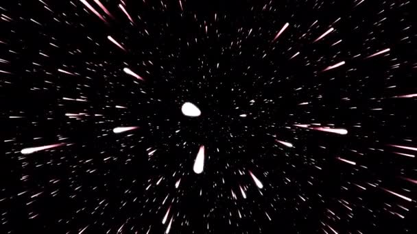 Zeitlupensprung im Weltall. Bewegung. Bewegte Linien im kosmischen Strom auf schwarzem Hintergrund. Helle Linien des Weltraum-Hypersprungs — Stockvideo