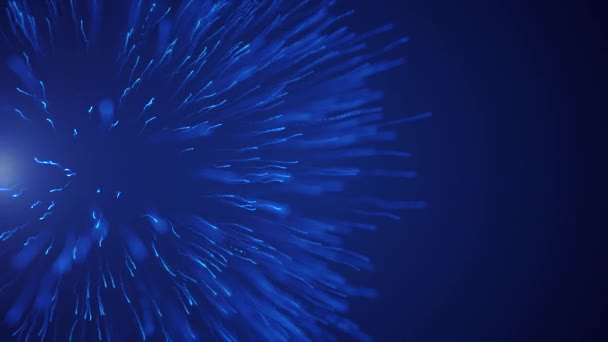 Abstrakt vit stjärna explosion i den blå himlen. Rörelse. Starry bakgrund med utrymme damm flyger in i alla sidor. — Stockvideo
