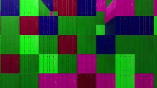 Fényes mozaikok animáció.Design.Multi - színes négyzetek 3D-s formátumban, amelyek folyosóként készülnek, és mind mögött, mind előtt találhatók . — Stock videók