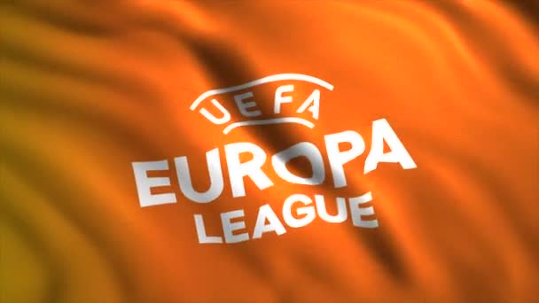Fundo alaranjado. O emblema da Liga Europeia de Futebol. Use apenas para editorial. — Vídeo de Stock