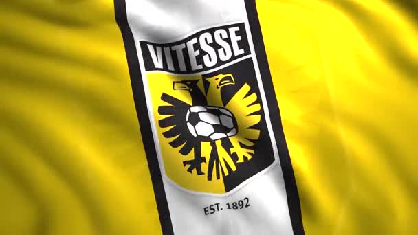 Αφηρημένη ρεαλιστική Vitesse Arnhem ολλανδική επαγγελματική ποδοσφαιρική ομάδα. Κίνηση. Πολύχρωμο flug κινούμενο φόντο, αδιάλειπτη βρόχο. Μόνο για εκδοτική χρήση. — Αρχείο Βίντεο