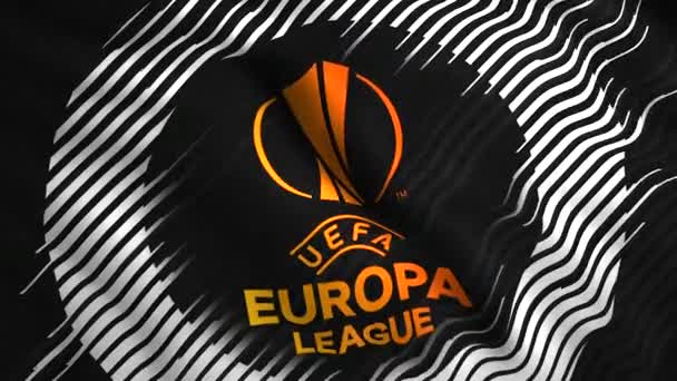 Symbolen för UEFA Europa League.Motion.Sammanfattning UEFA Europa League är en årlig internationell fotbollsturnering bland klubbar, grundad 1971 under namnet UEFA Cup. — Stockvideo