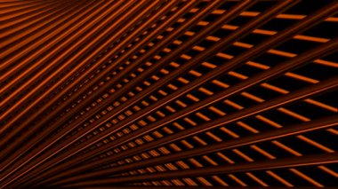Hareket eden üç boyutlu çizgilerin arkaplanı. Hareket. Çelik metal parmaklıklar. Uzayda kıvrımları olan 3D metal çizgilerin arkaplanı