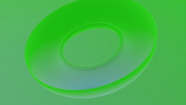 Forma 3D abstracta verde ondeando suavemente y transformándose con un agujero en el medio. Diseño. Movimiento de figura inusual, bucle sin costura. — Vídeo de stock
