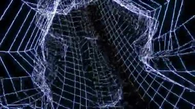 Bükülmüş uzay-zaman ızgara tüneli, kusursuz döngü. Tasarım. Solucan deliği bacasında uçmak, bilim konsepti..