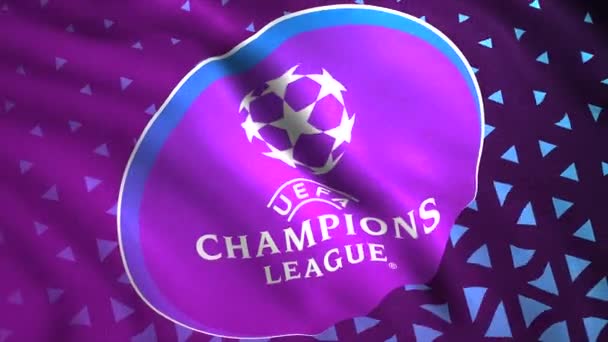 Purple background.Motion.A professional football league and a football pictured on the canvas.Use only for editional. — стоковое видео